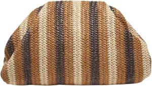 Verdusa Women's Straw Woven Clutch Handbags Striped Dumpling Clutch Purses