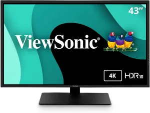 ViewSonic VX4381-4K 43 Inch Ultra HD MVA 4K Monitor Widescreen with HDR10 Support, Eye Care, HDMI, USB, DisplayPort for Home and Office, Black