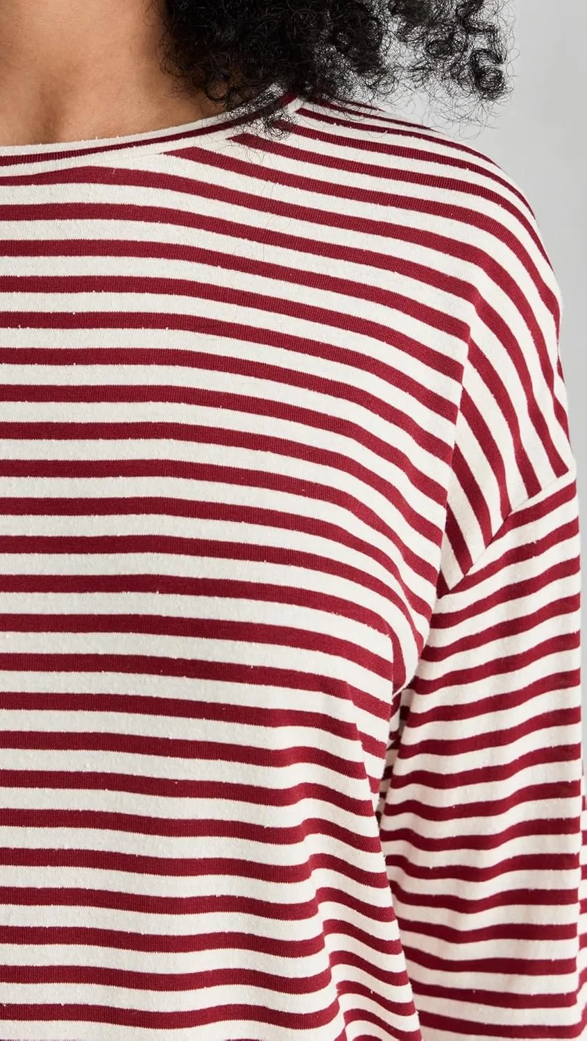 Vince Women's Striped Long Sleeve Drop Shoulder Top