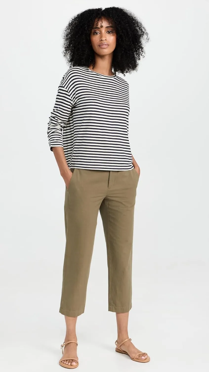Vince Women's Striped Long Sleeve Drop Shoulder Top