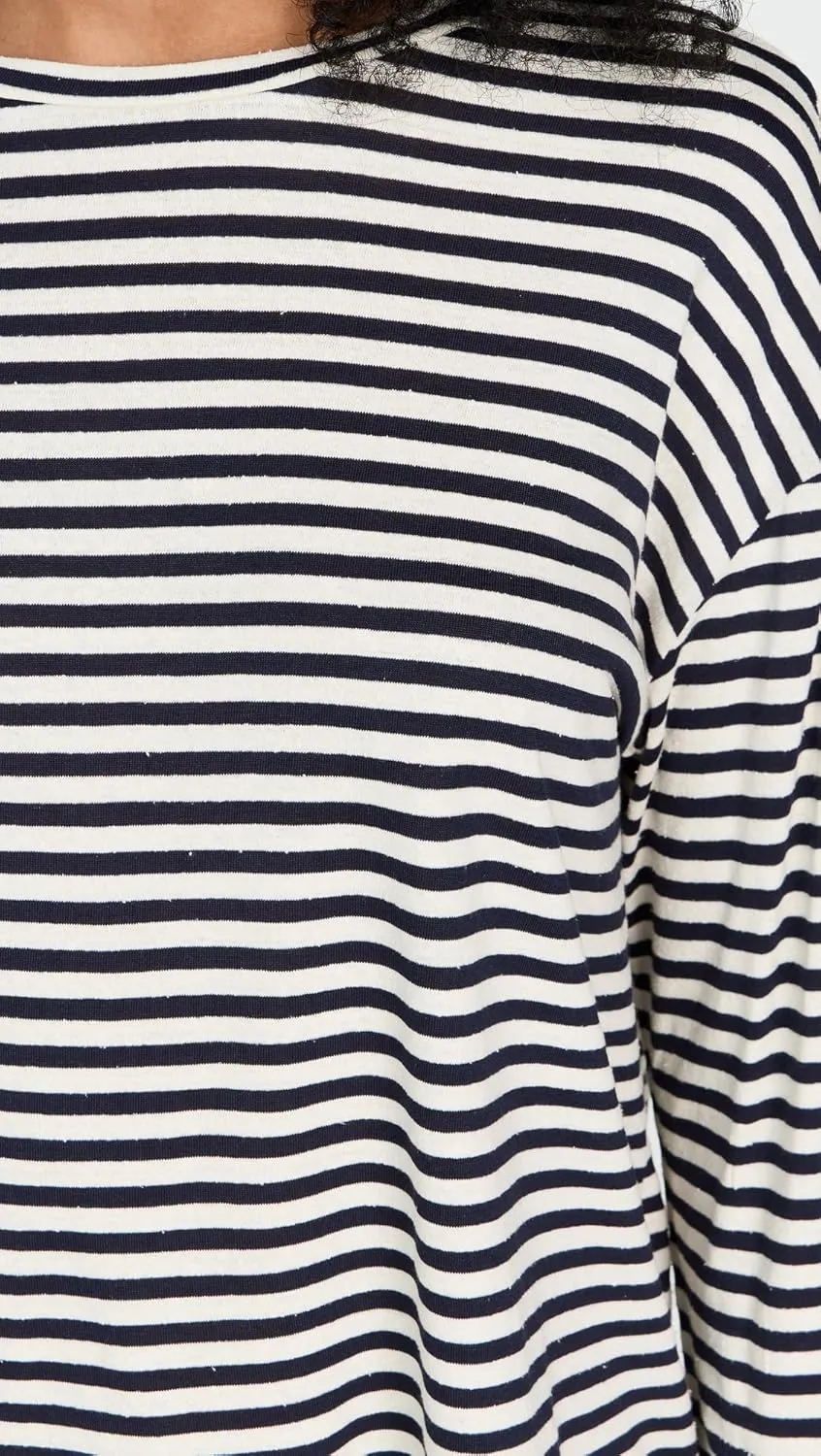 Vince Women's Striped Long Sleeve Drop Shoulder Top