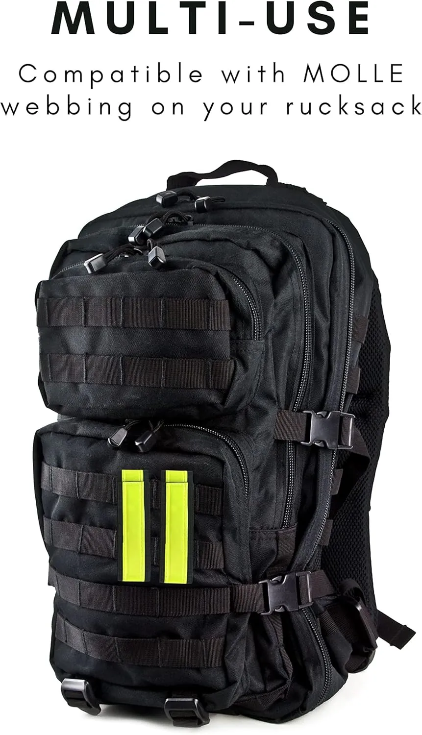 Vincita Reflective Bands - Highly Visible Safety Reflective Bands for Cycling, Walking, Running, and Hiking - Suitable with Molle Webbing On Backpack (Pair of 2)