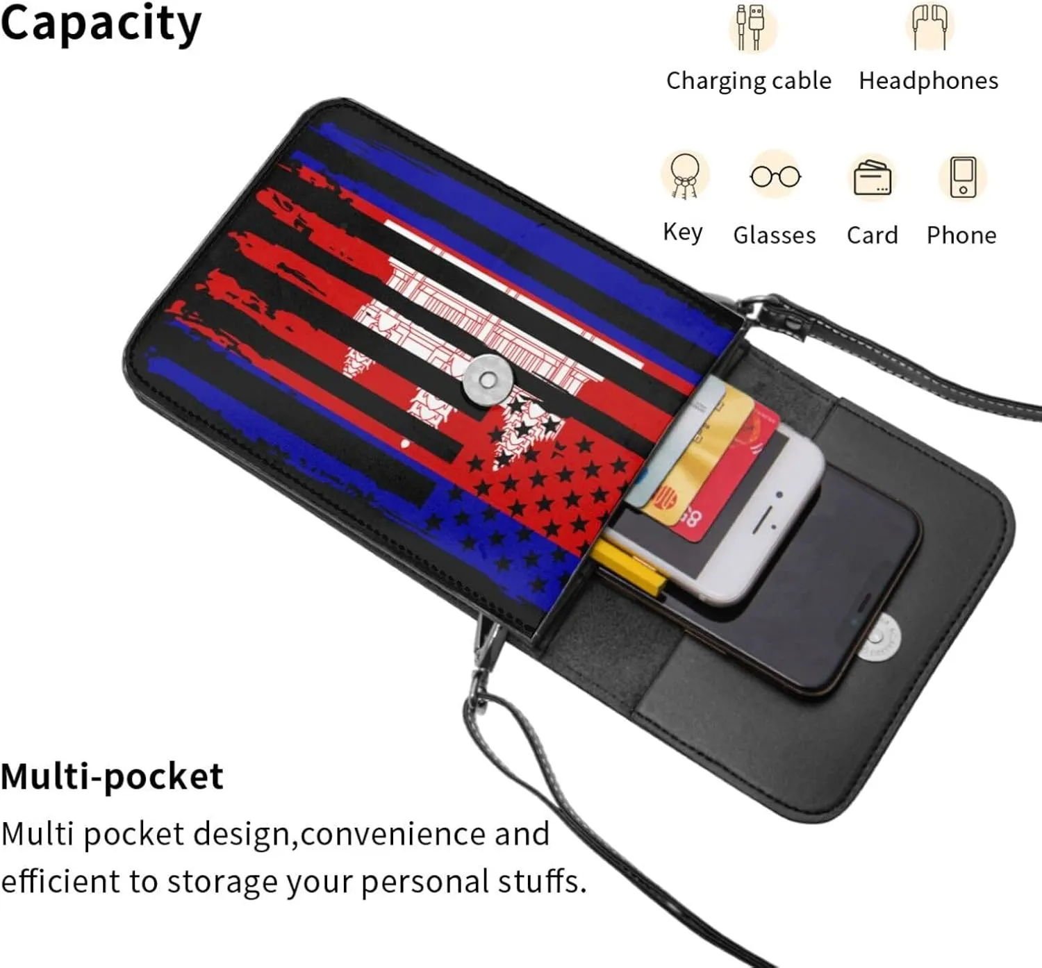 Vintage Chileans Chile America Flag Striped Patterns Small Crossbody Purse Cell Phone Bag for Women