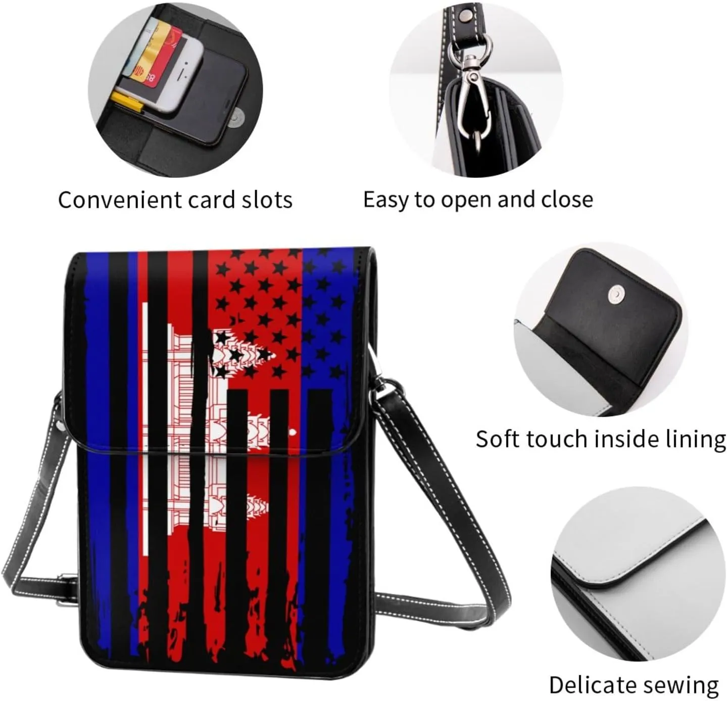 Vintage Chileans Chile America Flag Striped Patterns Small Crossbody Purse Cell Phone Bag for Women