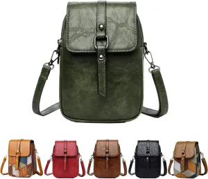 Vintage Crossbody Phone Bag for Women, crossbody bags for women Leather Shoulder Purse and Handbag with Earphone Hole