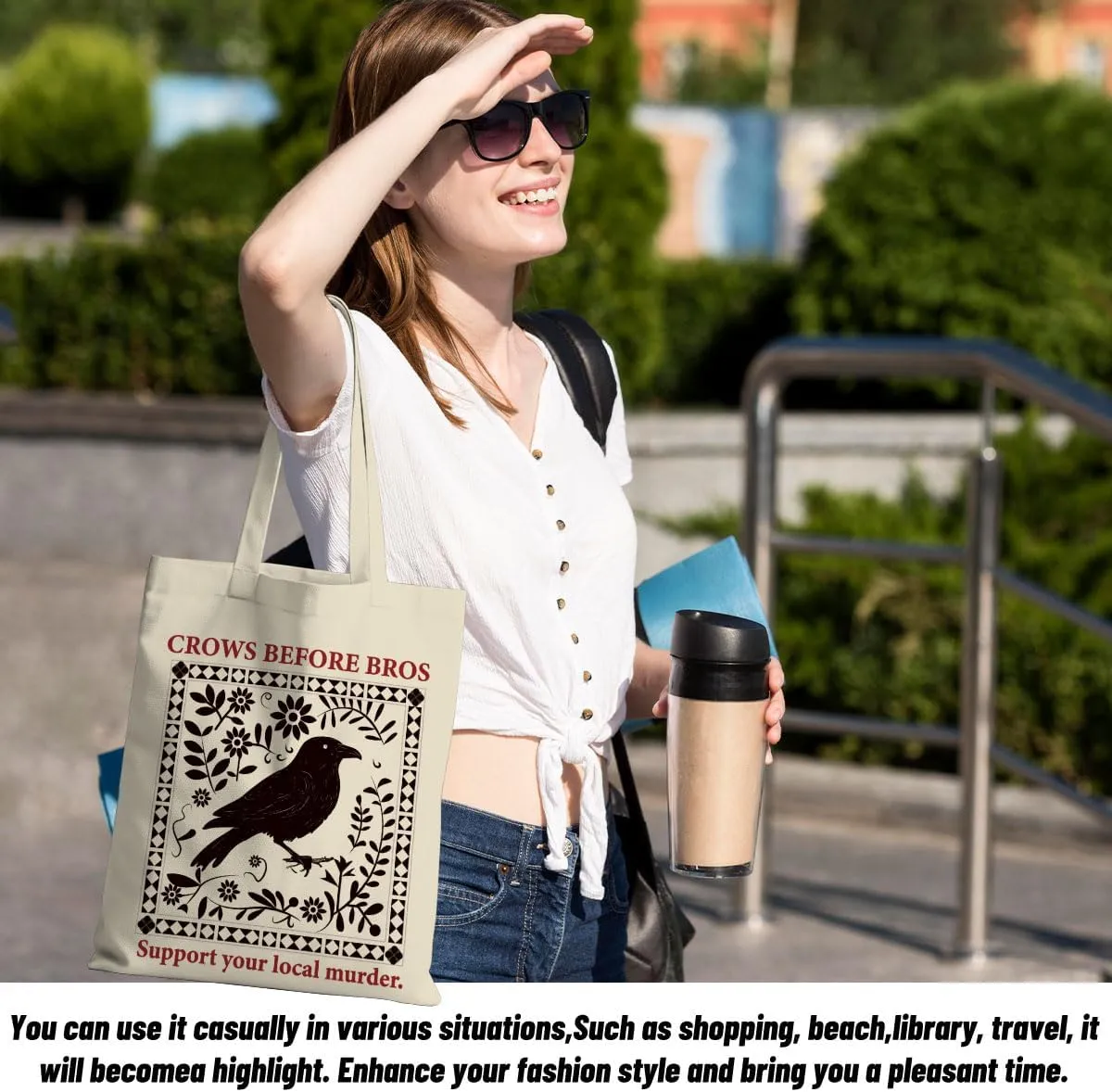 Vintage Flower Cat Butterfly Tote Bag Aesthetic Reusable Grocery Bags Friendship Gifts for Women Weekender Bag