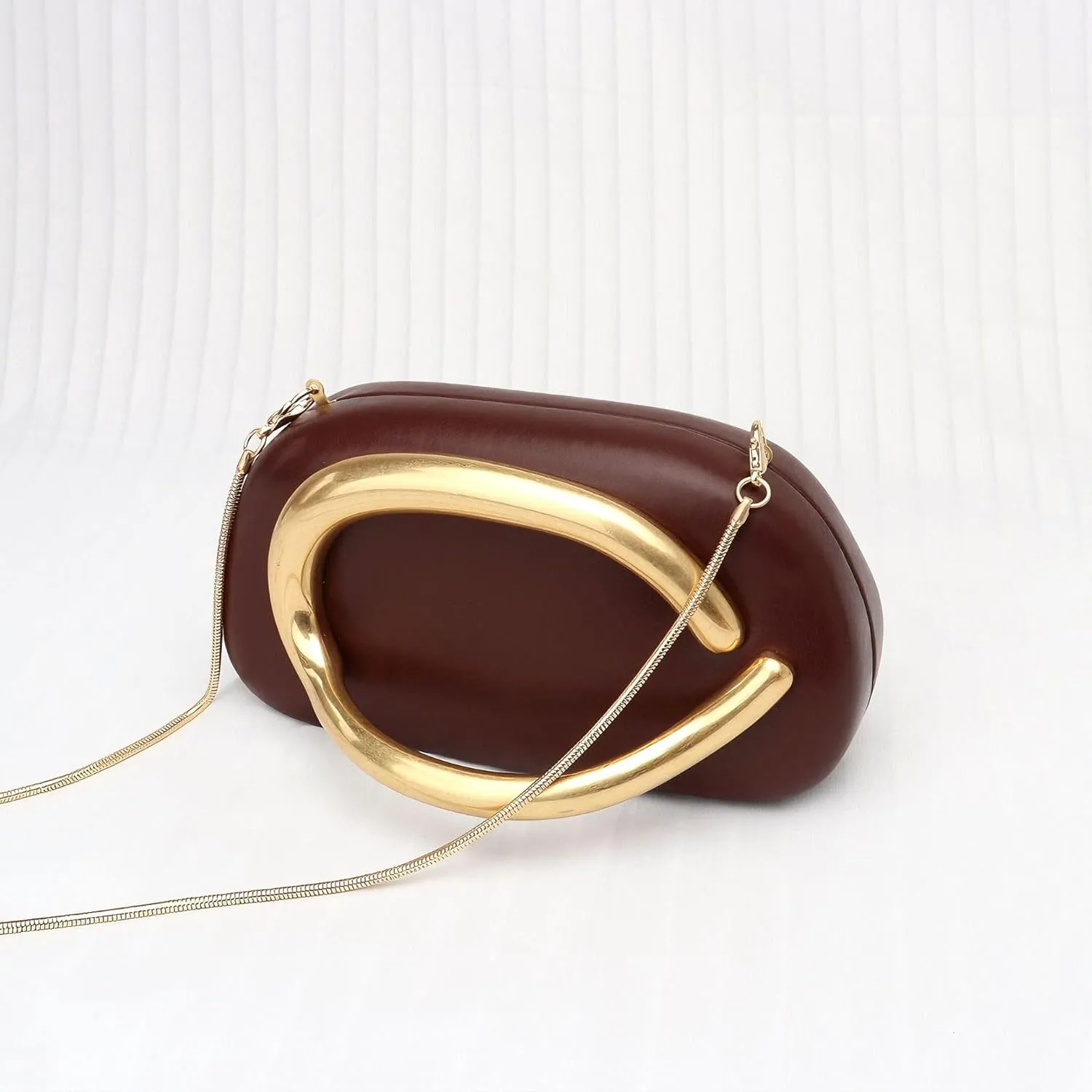 Vintage Handle Evening Clutch PU Handheld Purse Chain Shoulder Box Crossbody Elegant Mini Party Bag