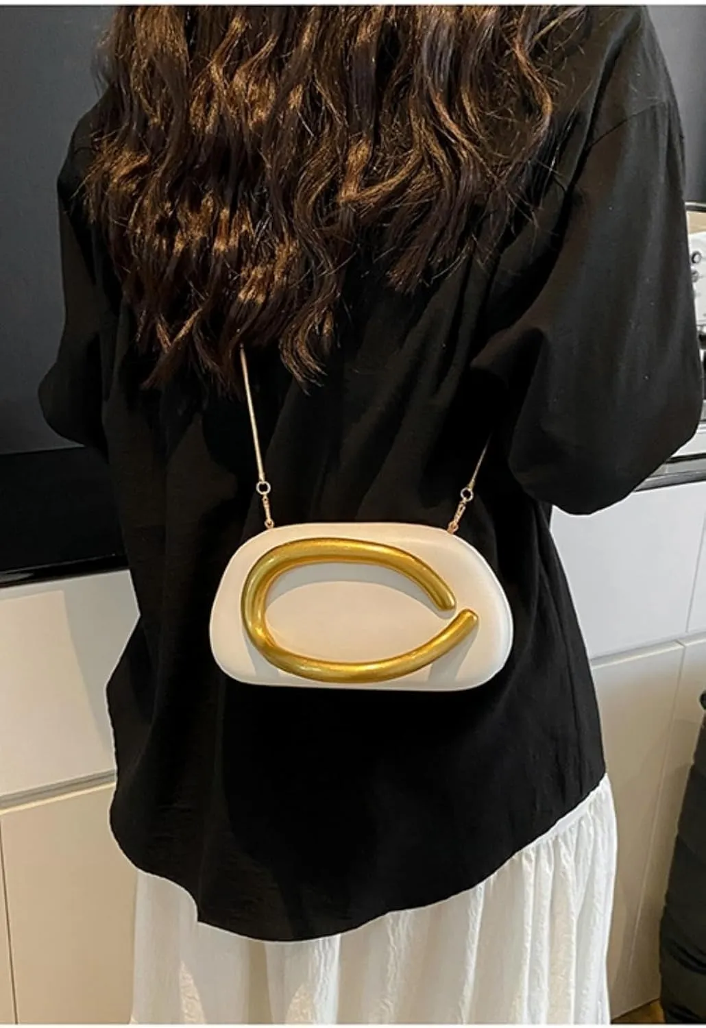 Vintage Handle Evening Clutch PU Handheld Purse Chain Shoulder Box Crossbody Elegant Mini Party Bag