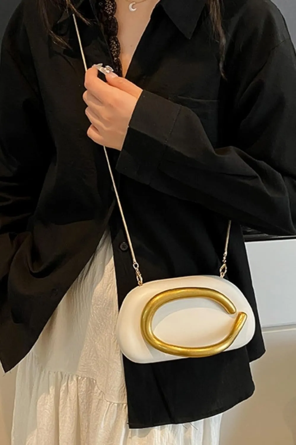 Vintage Handle Evening Clutch PU Handheld Purse Chain Shoulder Box Crossbody Elegant Mini Party Bag