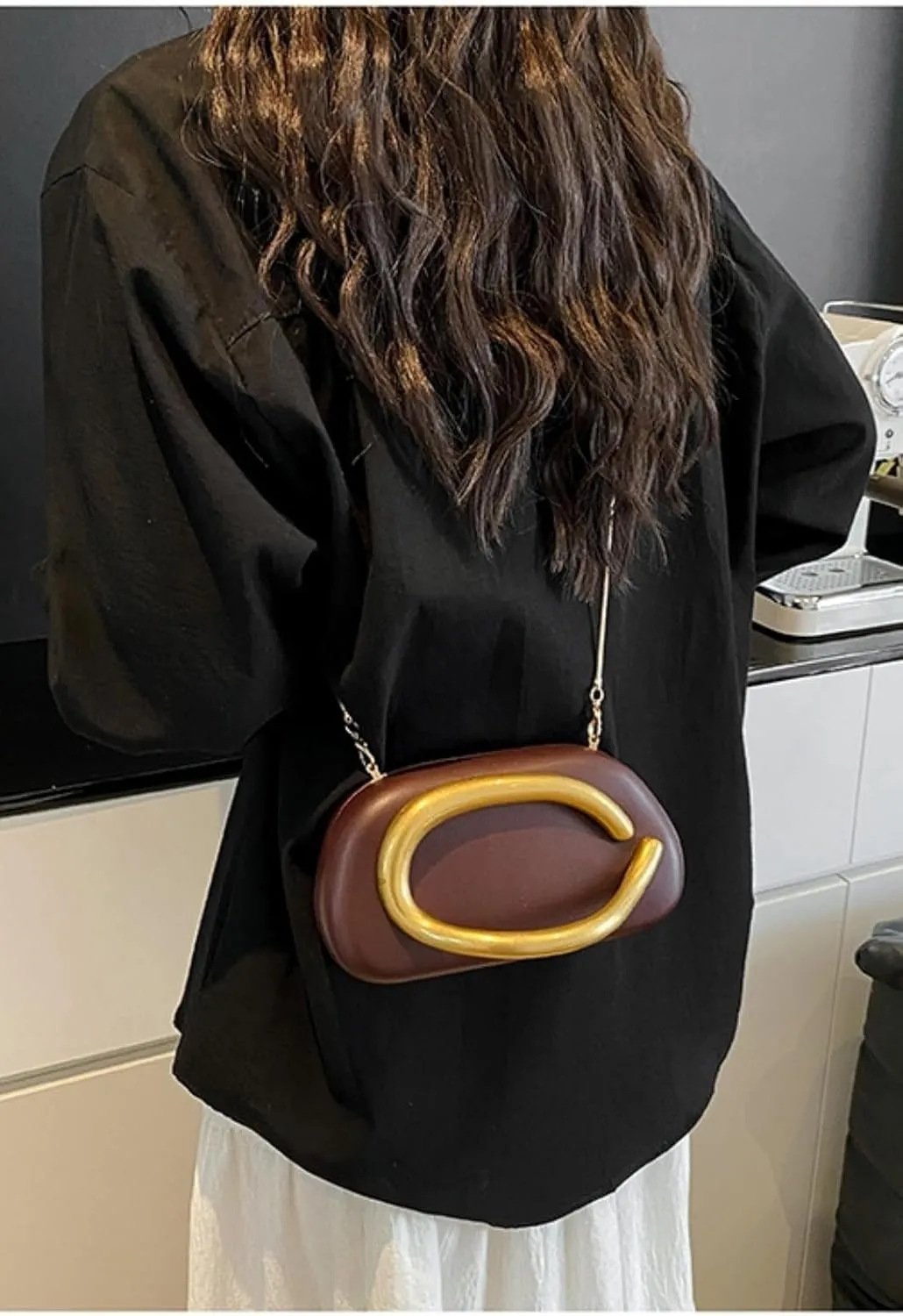 Vintage Handle Evening Clutch PU Handheld Purse Chain Shoulder Box Crossbody Elegant Mini Party Bag