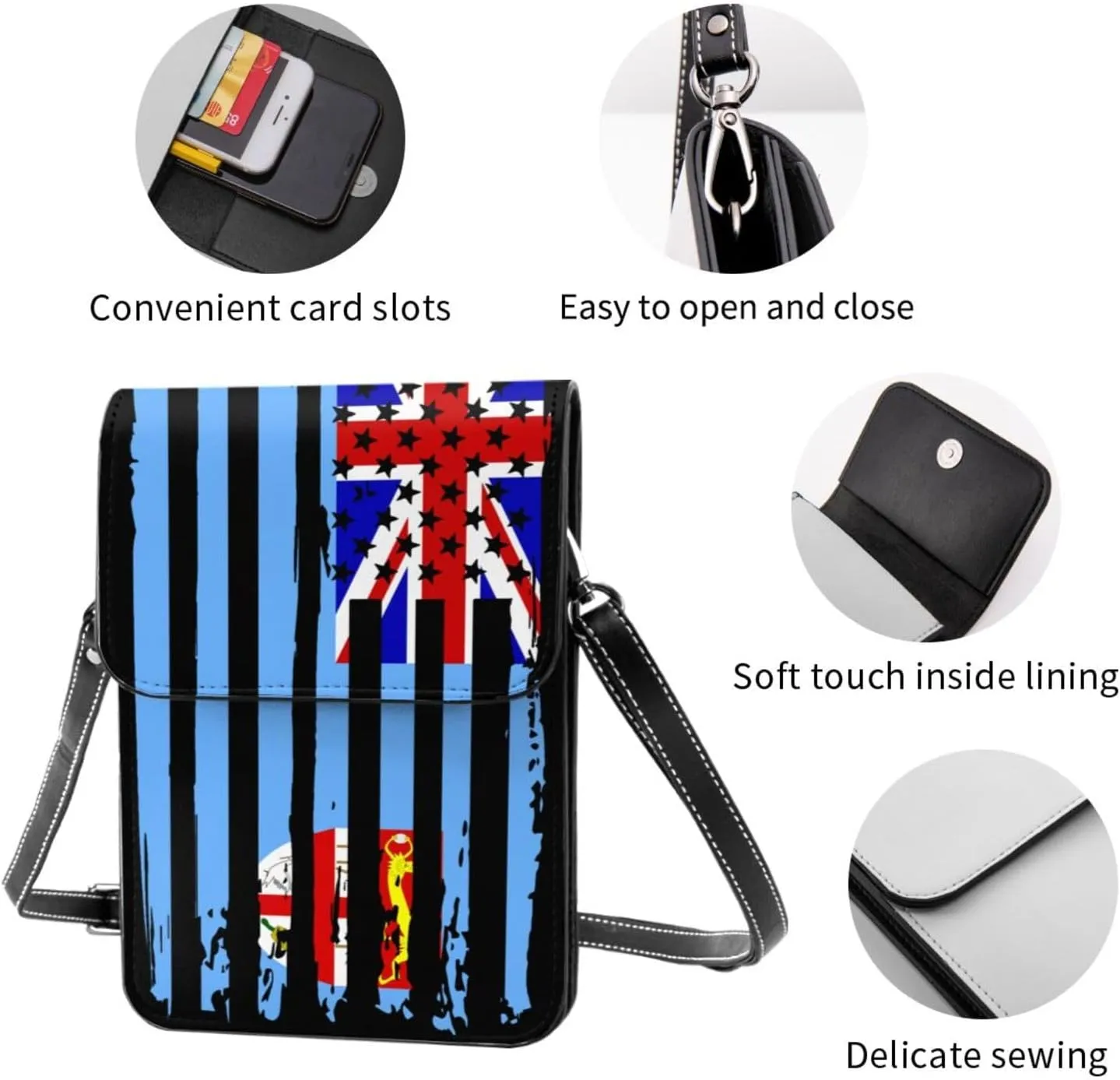 Vintage Iran Iranian America Flag Striped Patterns Small Crossbody Purse Cell Phone Bag for Women