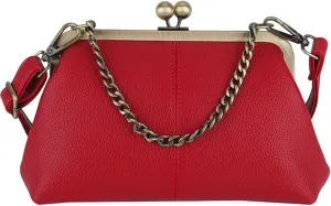 Vintage Kiss Lock Tote Women 2025 Clasp Clutch PU Leather Purse Crossbody Shoulder Bag Everyday Chic Messenger Handbag