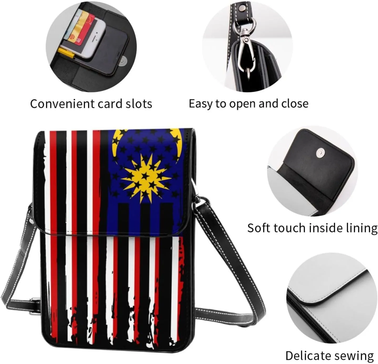 Vintage Niger Nigerien America Flag Striped Patterns Small Crossbody Purse Cell Phone Bag for Women
