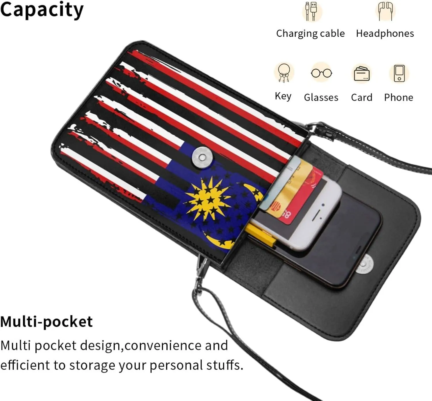 Vintage Niger Nigerien America Flag Striped Patterns Small Crossbody Purse Cell Phone Bag for Women