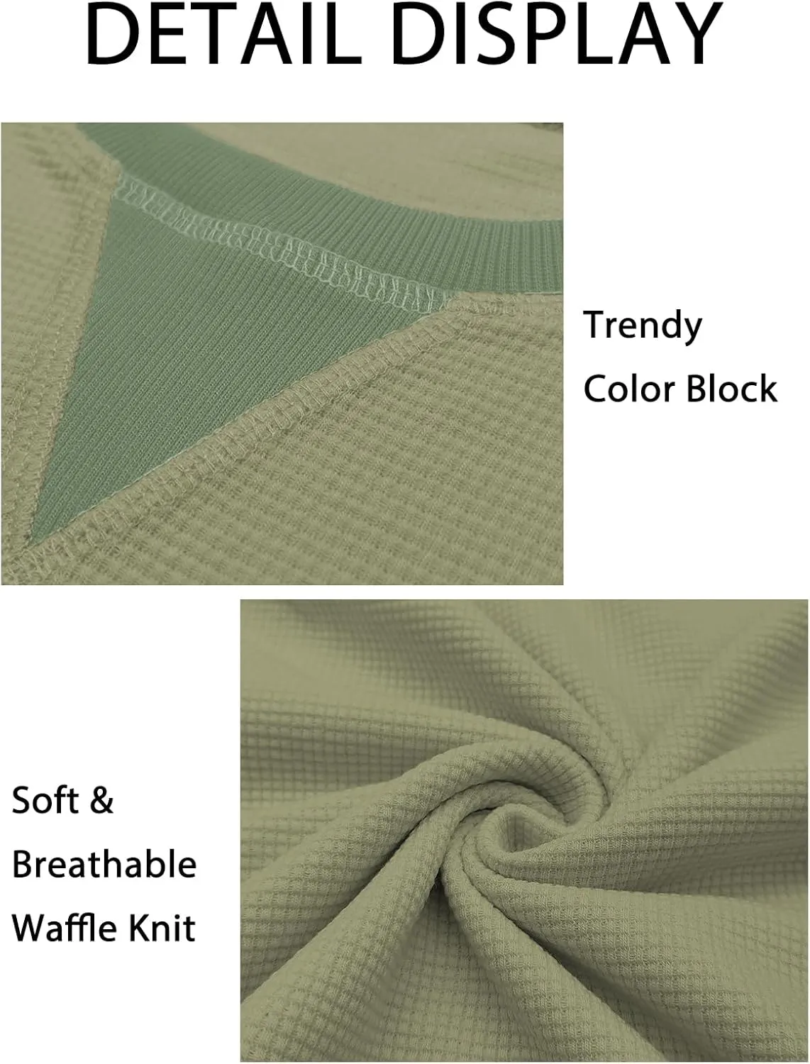 VISLILY Womens-Plus-Size-Sweatshirts Trendy Color Block Casual Long Sleeve Tops Waffle Knit Oversized Shirts Loose Fit Tunics