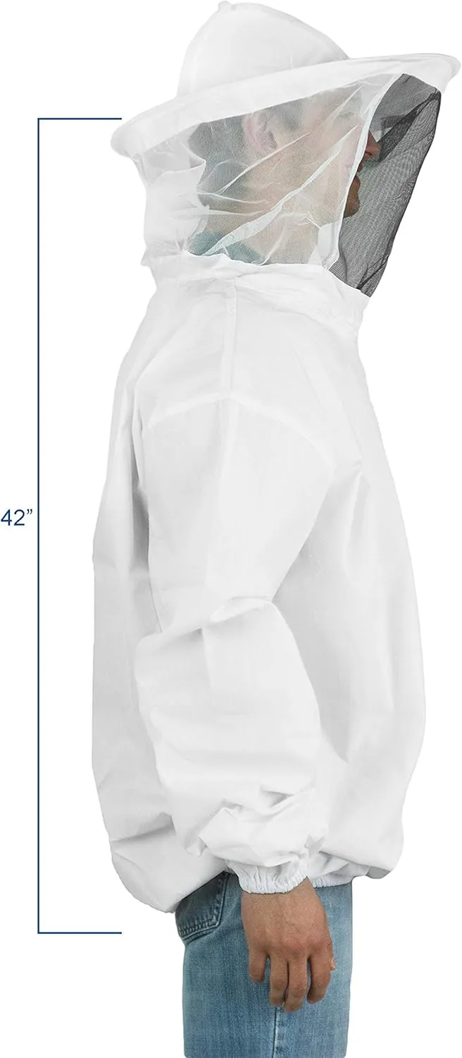 VIVO Professional White Large Beekeeping Suit, Jacket, Pull Over, Smock with Veil, BEE-V105