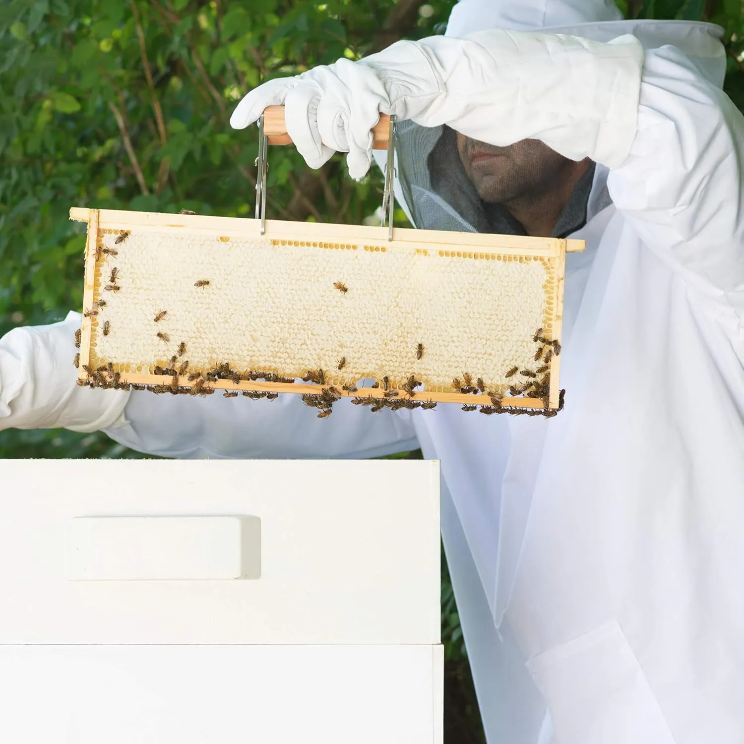 VIVO Professional White Large Beekeeping Suit, Jacket, Pull Over, Smock with Veil, BEE-V105