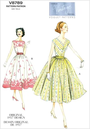 VOGUE PATTERNS V8789 Misses/Misses Petite Dress and Cummerbund, Size E5 (14-16-18-20-22)