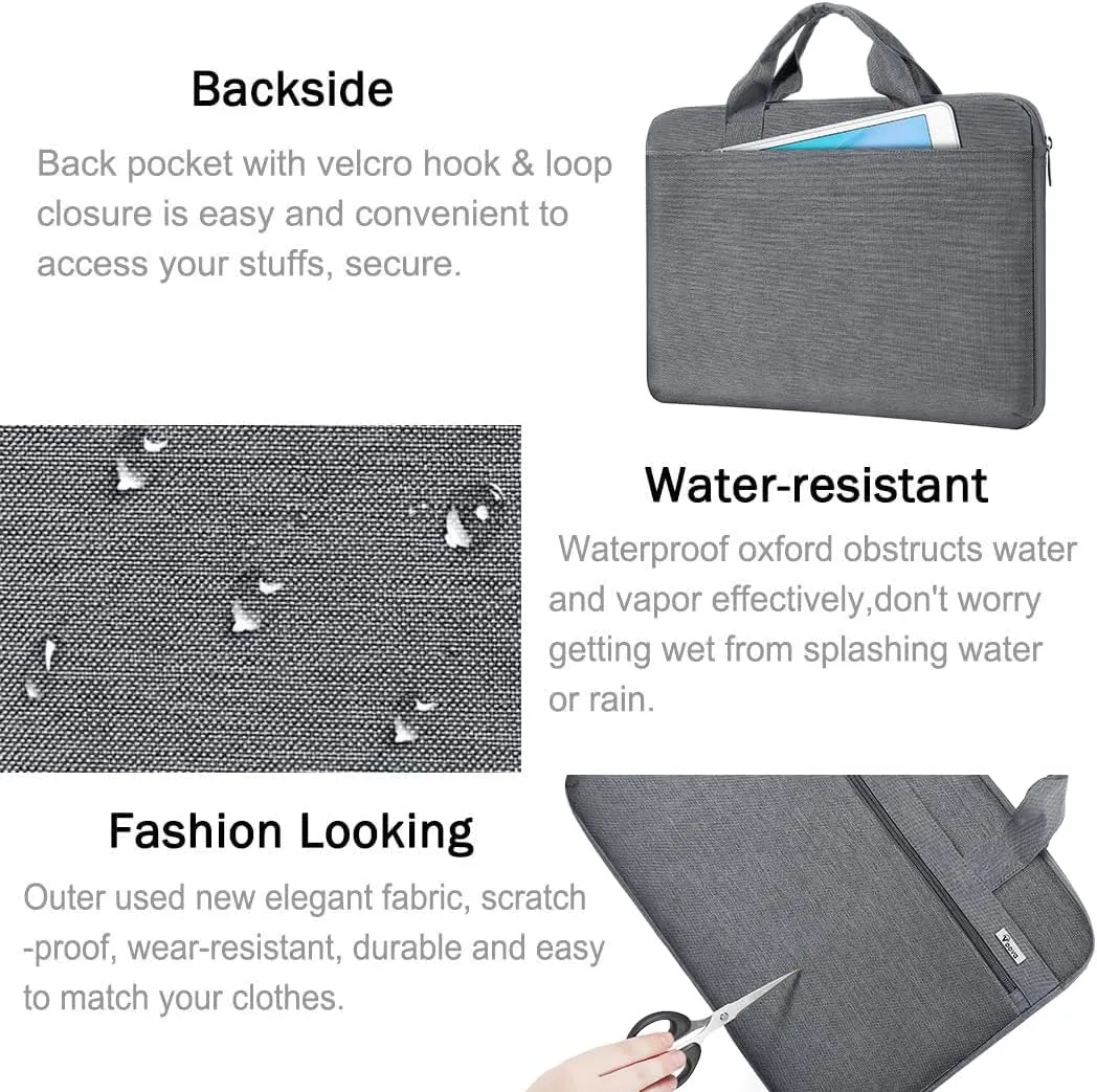 Voova Laptop Bag 17 17.3 Inch, 360° Protective Laptop Case Sleeve with Shoulder Strap Compatible with 17-18 Inch Lenovo Asus Acer Dell Hp, Waterproof Computer Bag Slim Briefcase for Men Women, Grey
