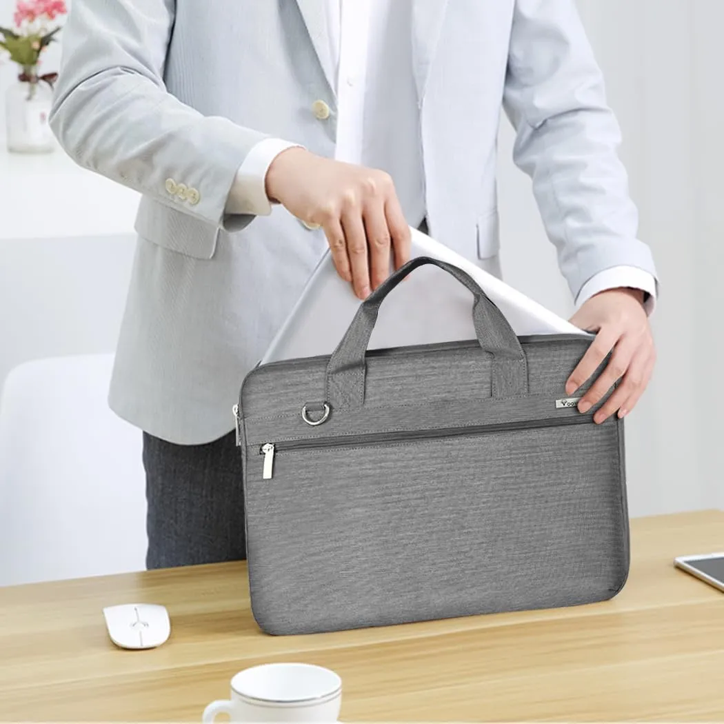 Voova Laptop Bag 17 17.3 Inch, 360° Protective Laptop Case Sleeve with Shoulder Strap Compatible with 17-18 Inch Lenovo Asus Acer Dell Hp, Waterproof Computer Bag Slim Briefcase for Men Women, Grey