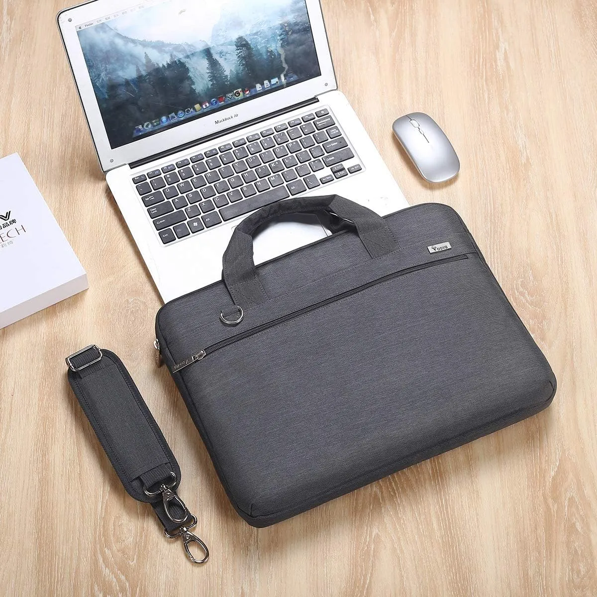 Voova Laptop Bag 17 17.3 Inch, 360° Protective Laptop Case Sleeve with Shoulder Strap Compatible with 17-18 Inch Lenovo Asus Acer Dell Hp, Waterproof Computer Bag Slim Briefcase for Men Women, Grey