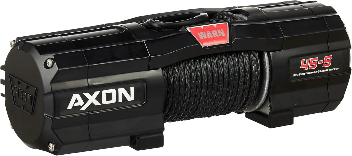 WARN 101140 AXON 45-S Powersports Winch With Spydura Synthetic Rope and HUB Wireless Receiver: 1/4" Diameter x 50' Length, 2.25 Ton (4,500 lb) Pulling Capacity