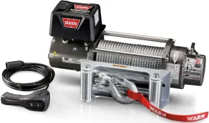 WARN 26502 M8000 Series Electric 12V Winch with Steel Cable Wire Rope: 5/16" Diameter x 100' Length, 4 Ton (8,000 lb) Pulling Capacity