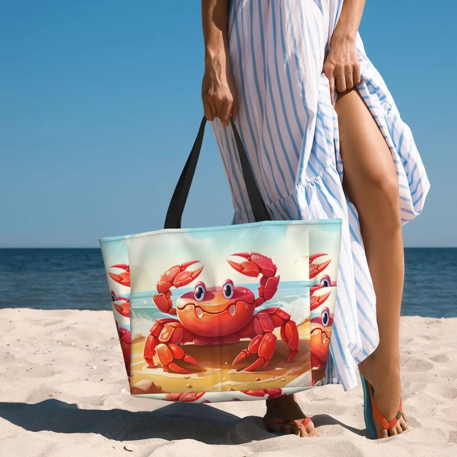 Waterproof Beach Bag for Women Sandproof Beach Tote Bag Large Capacity Swim Pool Bag Foldable Travel Duffel Bags