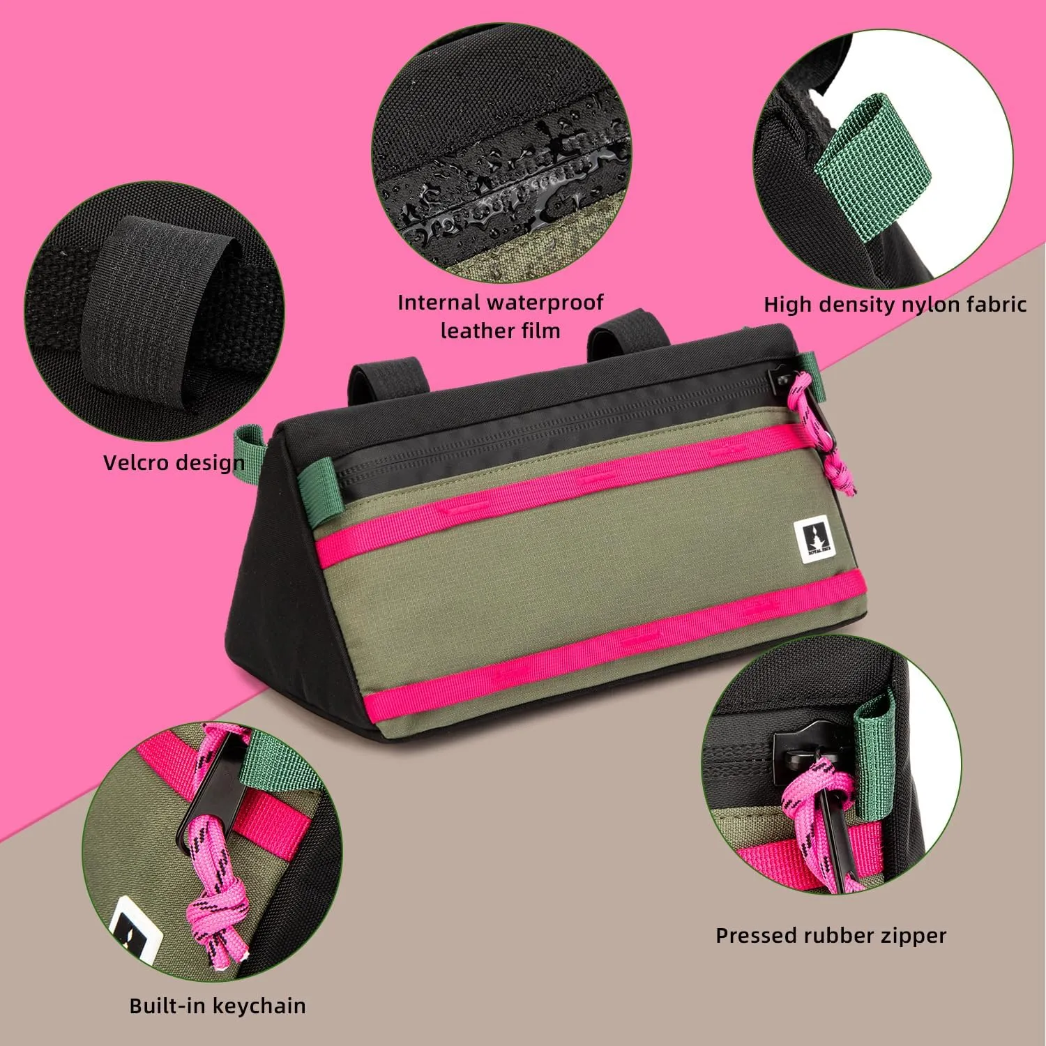 Waterproof Bike Bag, Front Handlebar Bag, Mount Bicycle Bag that converts to Crossbody Bag (green)