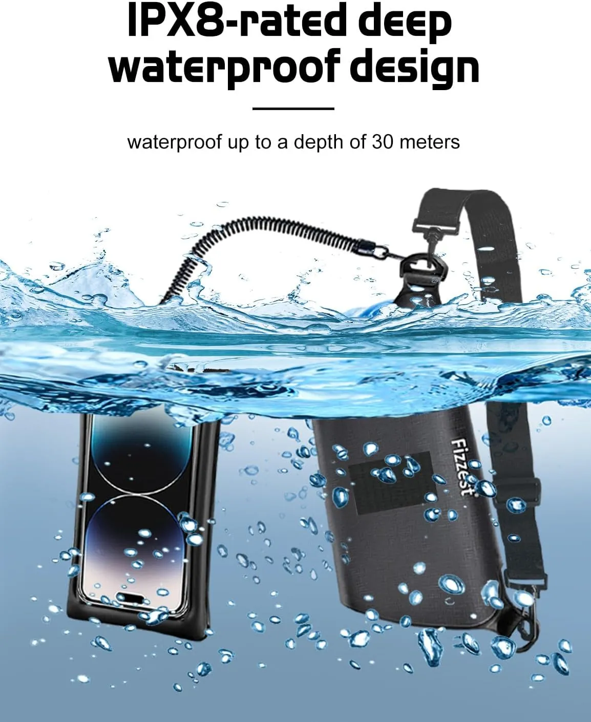 Waterproof Cell Phone Protector Pouch，Suitable for Swimming Floating，Beach Vacation Essentials，Packs for Women and Men，Phone Bag Case，Compatible with iPhone Black