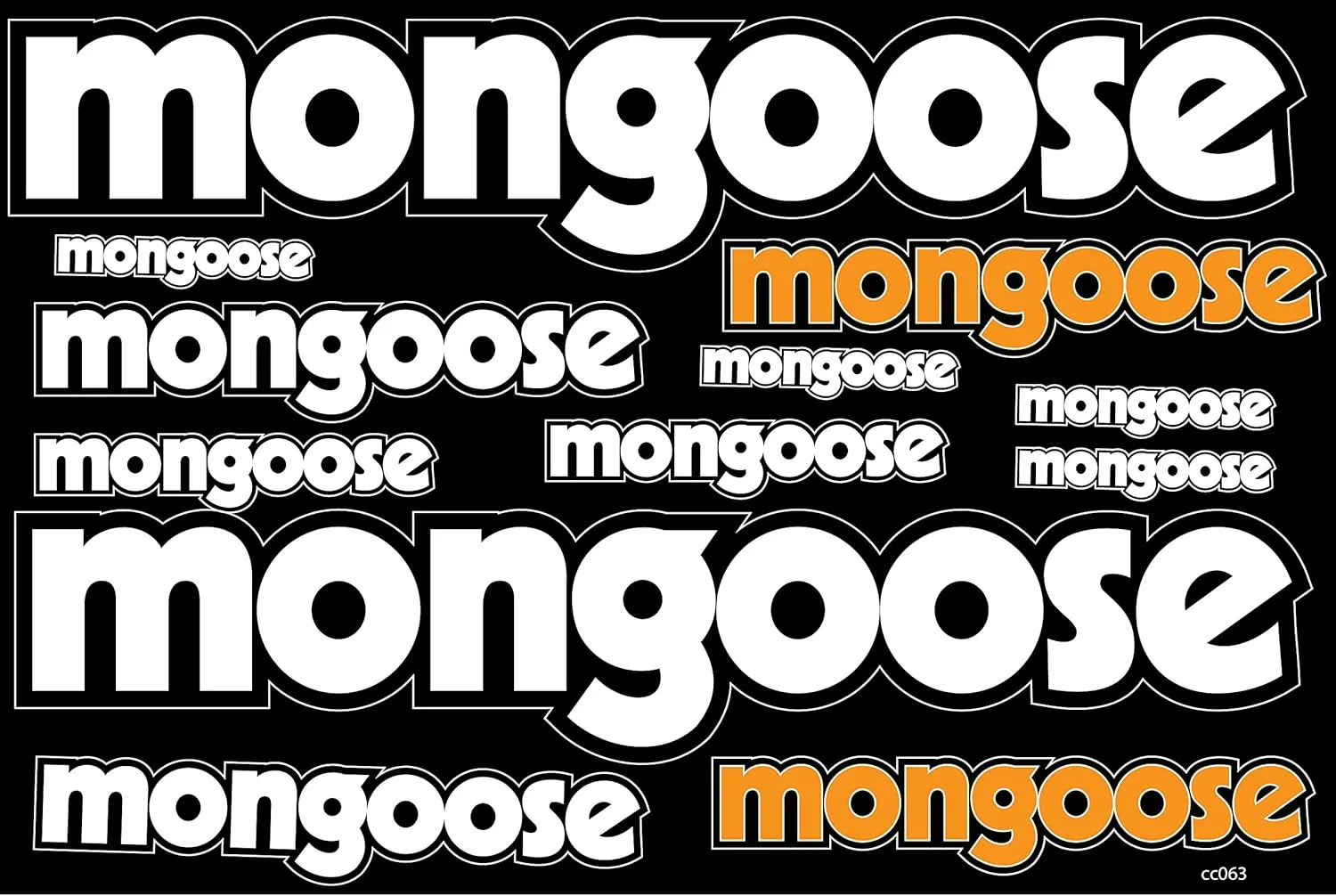Waterproof Sticker Set Compatible with Mongoose, Precision Cut Around Shape, Sheet Size 30x20cm - CC063