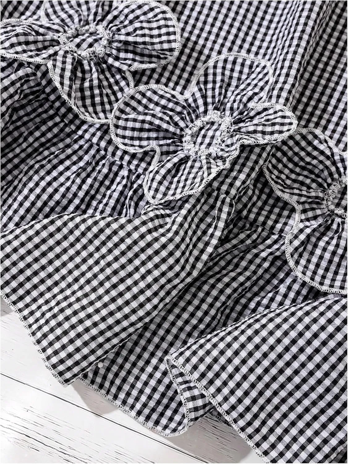 WDIRARA Women's Plus Size Plaid Ruffle Knee Length Dress 3D Floral A Line Tank Dresses