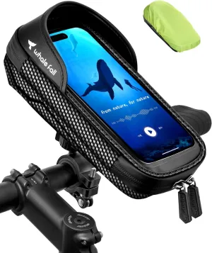 whale fall 360° Rotatable Waterproof Bike Phone Holder, Handlebar Bag & Mount for Smartphones Under 7", Bicycle Accessories for Mountain, Road, Electric Bikes & Motorcycles