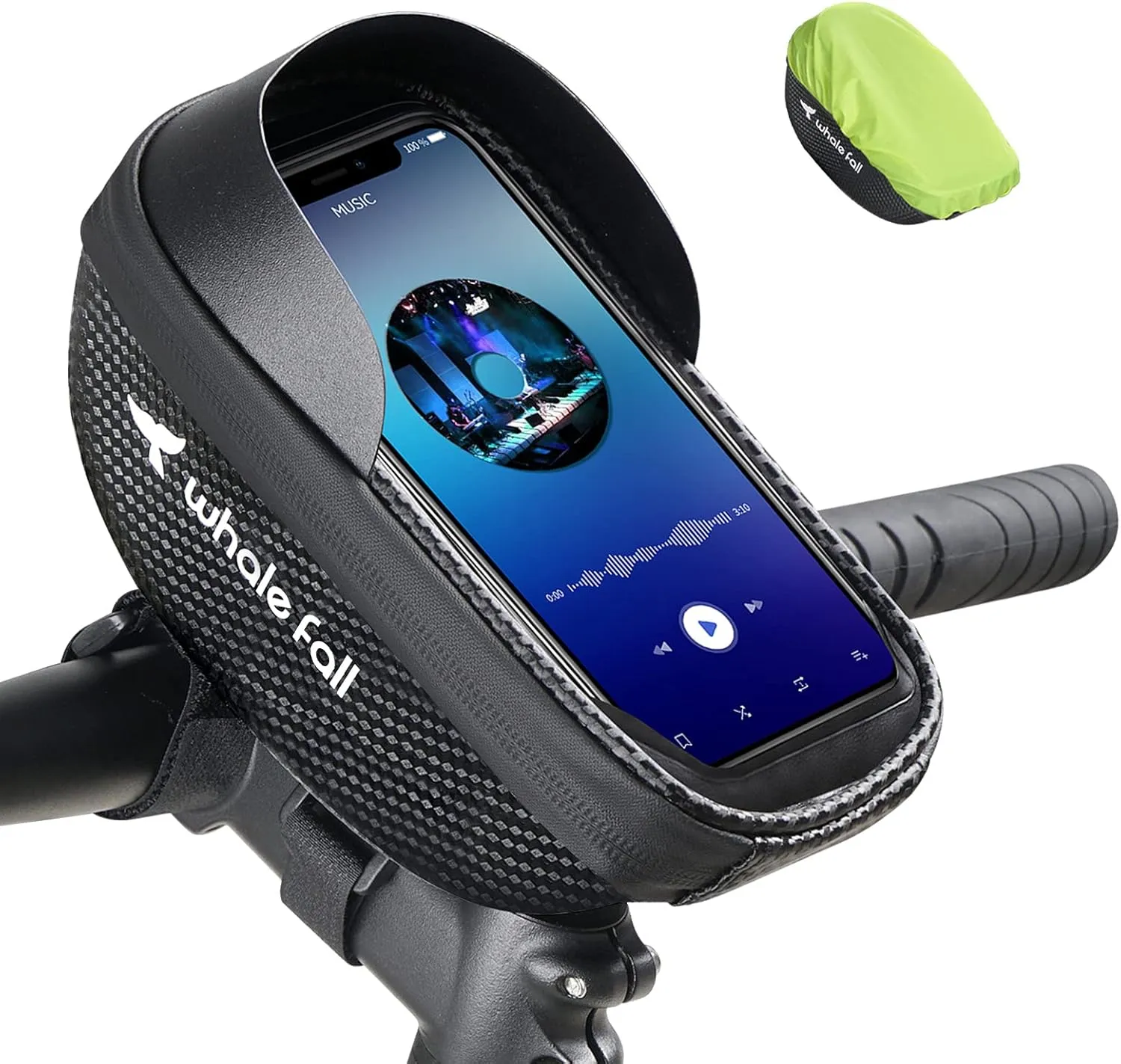whale fall Bike Handlebar Bag Waterproof Bike Phone Holder Bike Phone Mount Bicycle Phone Mount Bike Phone Bag Cycling Accessories with Rain Cover for all Phone under 7"