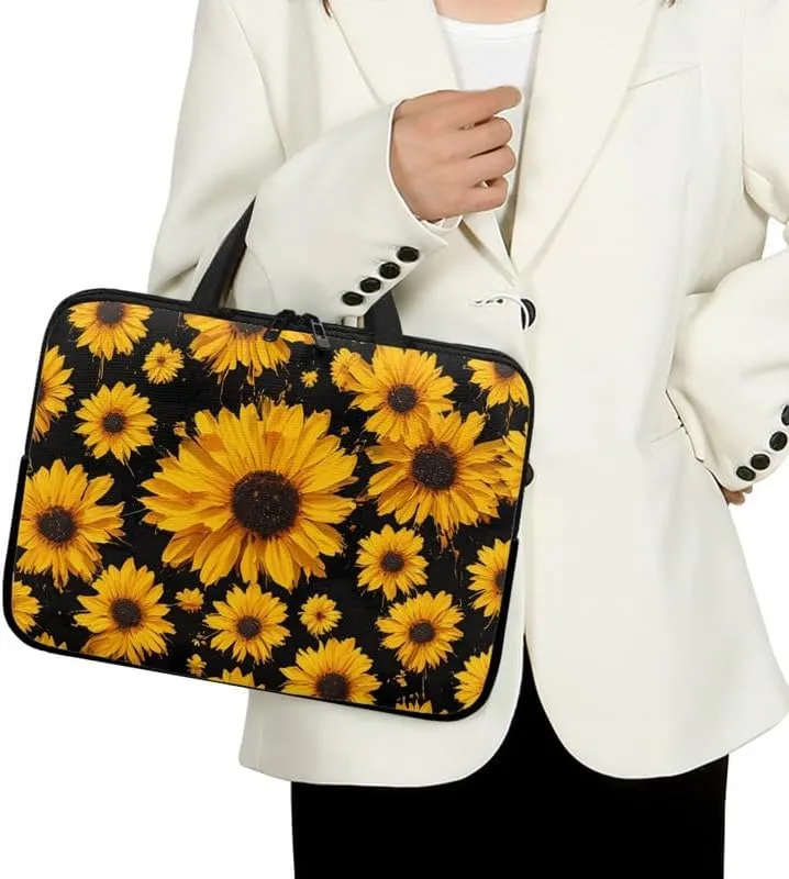 White Daisy Ladybug Laptop Bag Polka Dots Daisy Notebook Bags Border Collie Computer Case for Laptop or Tablet