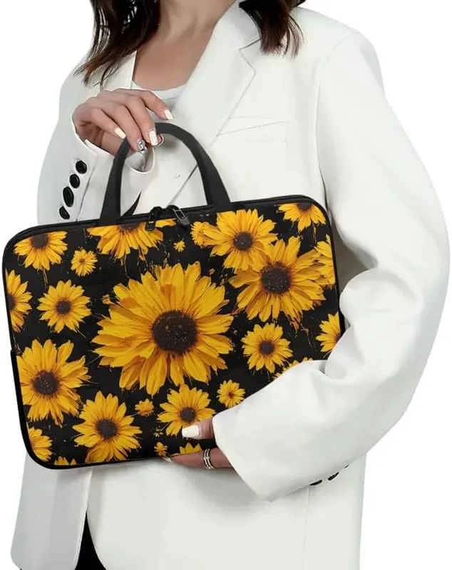 White Daisy Ladybug Laptop Bag Polka Dots Daisy Notebook Bags Border Collie Computer Case for Laptop or Tablet