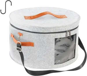 White Hat Box, Closet organizer, universal travel hat box for men and women, Large Round Foldable Toy Bag with Dustproof Lid, Cowboy Hat Organizer, Stuffed Animal Toy Storage Bin