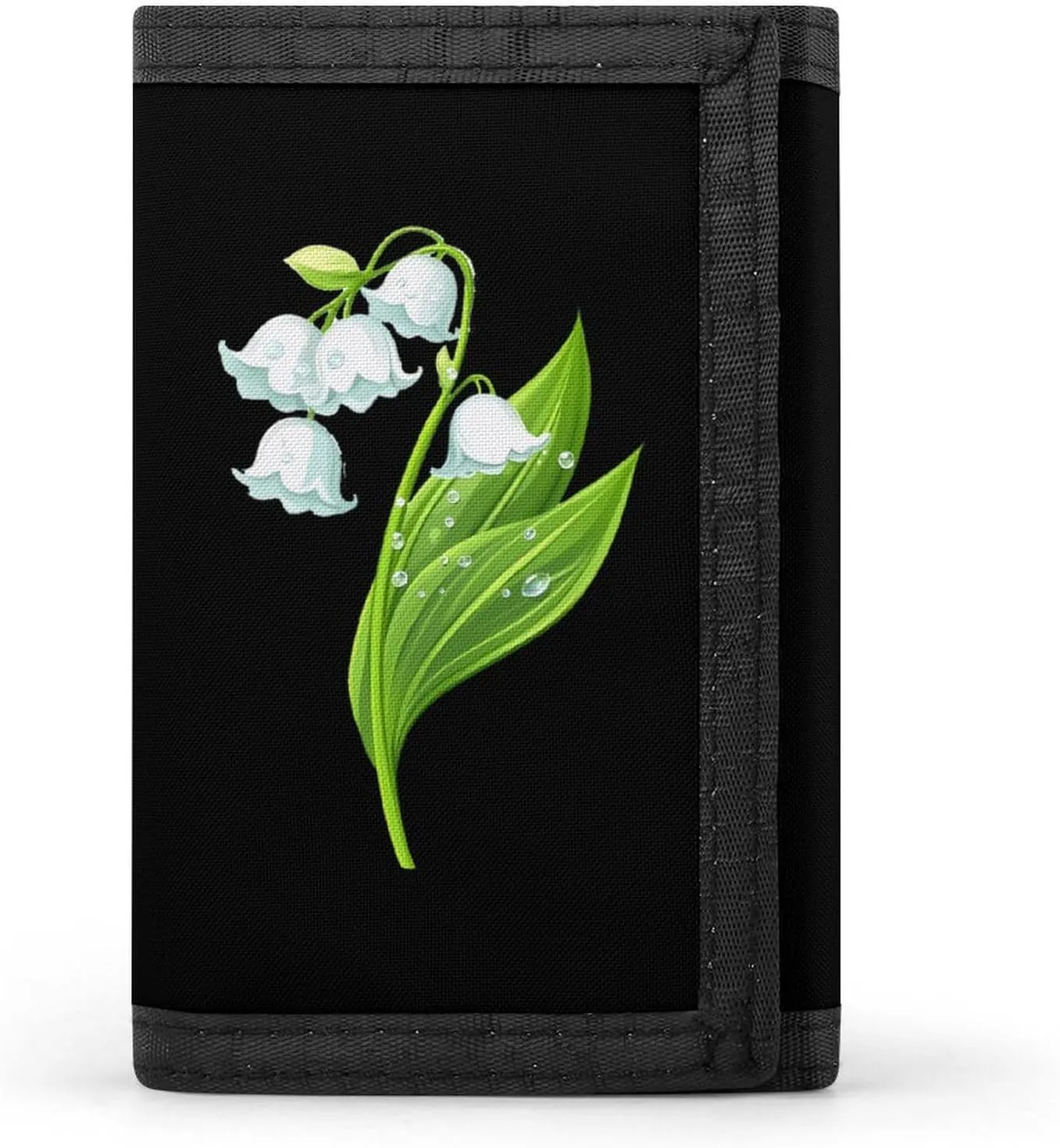 White Lily Of The Valley Flower Trifold Wallet for Men Women Portable Slim Purse Zip Closure Pocket Wallet