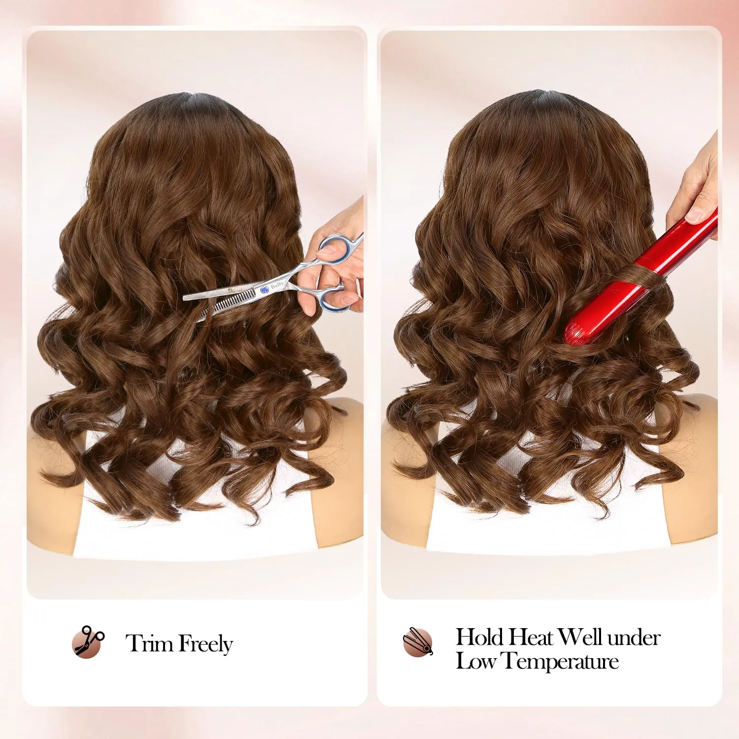 WIGER Short Big Curly Lace Front Wigs Loose Wave Wig Short Wavy Bob Wigs for Black Women Ombre Brown Middle Part Shoulder Length Wig Synthetic Wigs