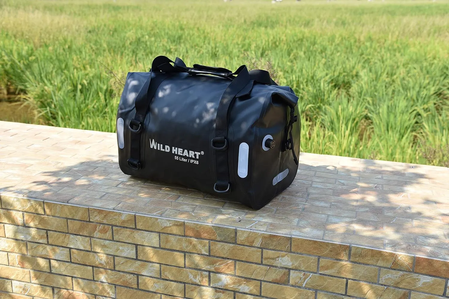 WILD HEART Waterproof Bag 55L 66L 77L Motorcycle Dry Duffel Bag for Travel,Motorcycling, Cycling,Hiking,Camping (55L, Black)