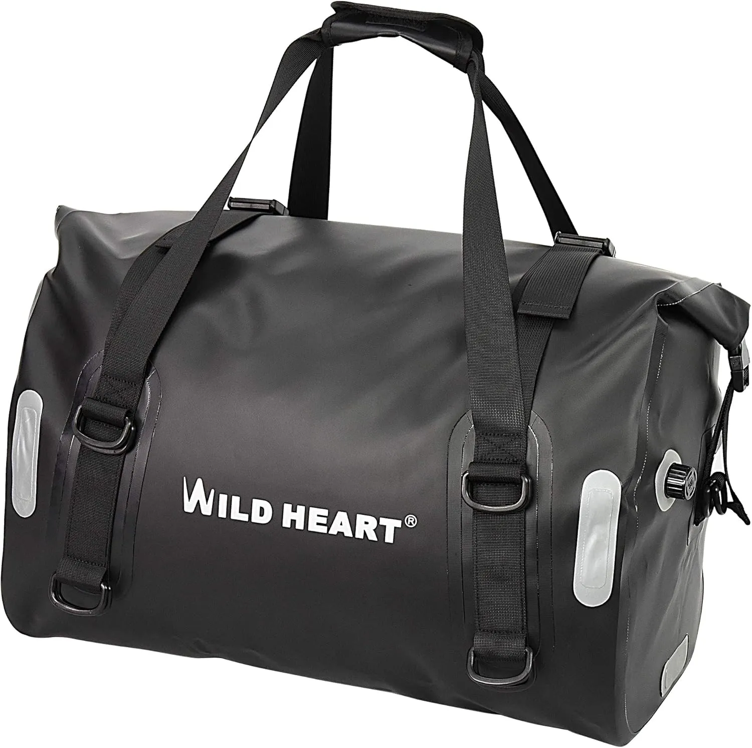 WILD HEART Waterproof Bag 55L 66L 77L Motorcycle Dry Duffel Bag for Travel,Motorcycling, Cycling,Hiking,Camping (55L, Black)