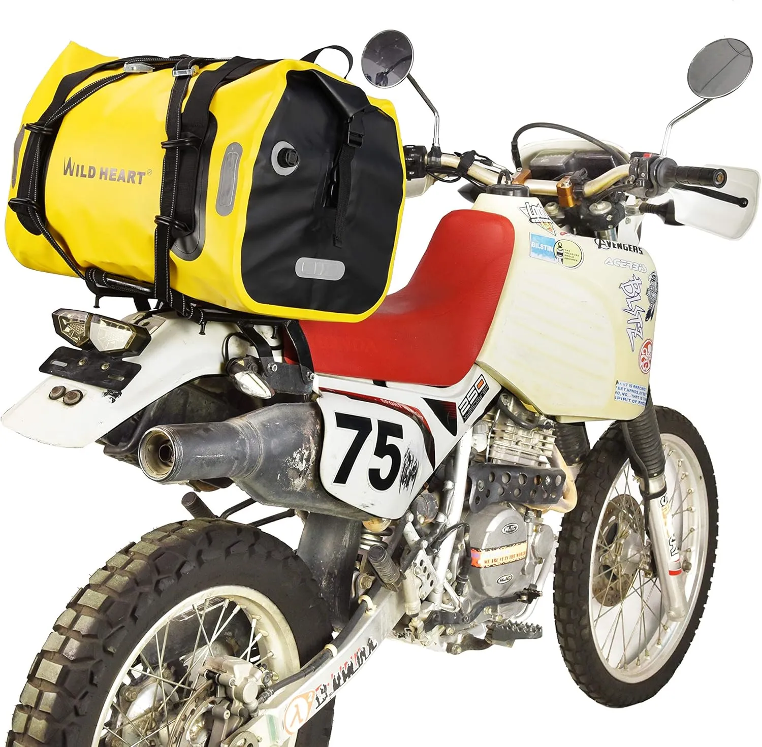 WILD HEART Waterproof Bag 55L 66L 77L Motorcycle Dry Duffel Bag for Travel,Motorcycling, Cycling,Hiking,Camping (55L, Yellow)