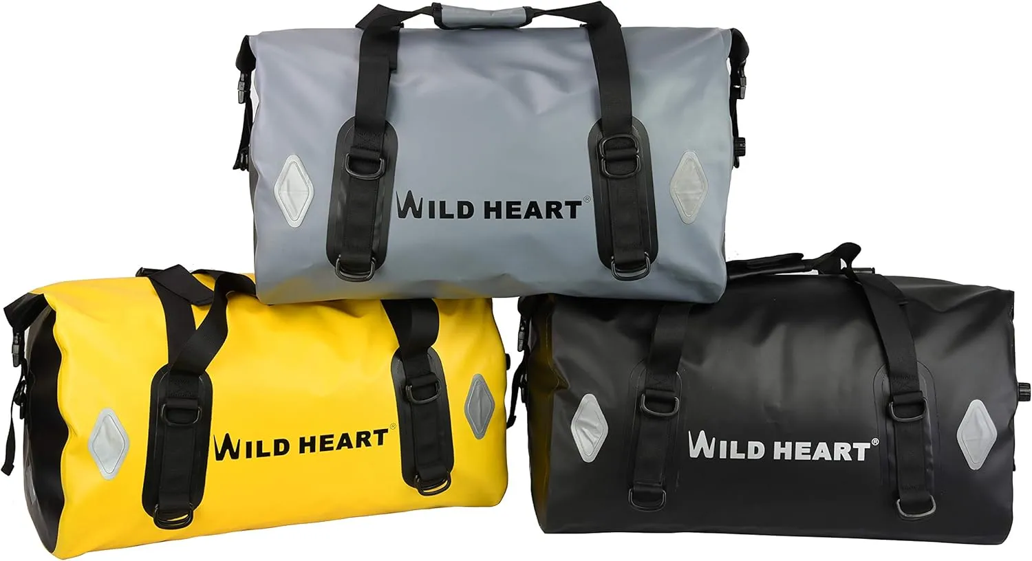 WILD HEART Waterproof Bag 55L 66L 77L Motorcycle Dry Duffel Bag for Travel,Motorcycling, Cycling,Hiking,Camping (66L, Yellow)