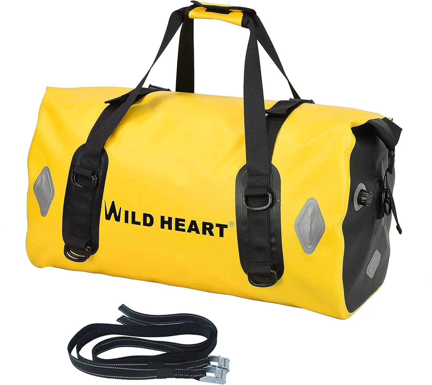 WILD HEART Waterproof Bag 55L 66L 77L Motorcycle Dry Duffel Bag for Travel,Motorcycling, Cycling,Hiking,Camping (66L, Yellow)