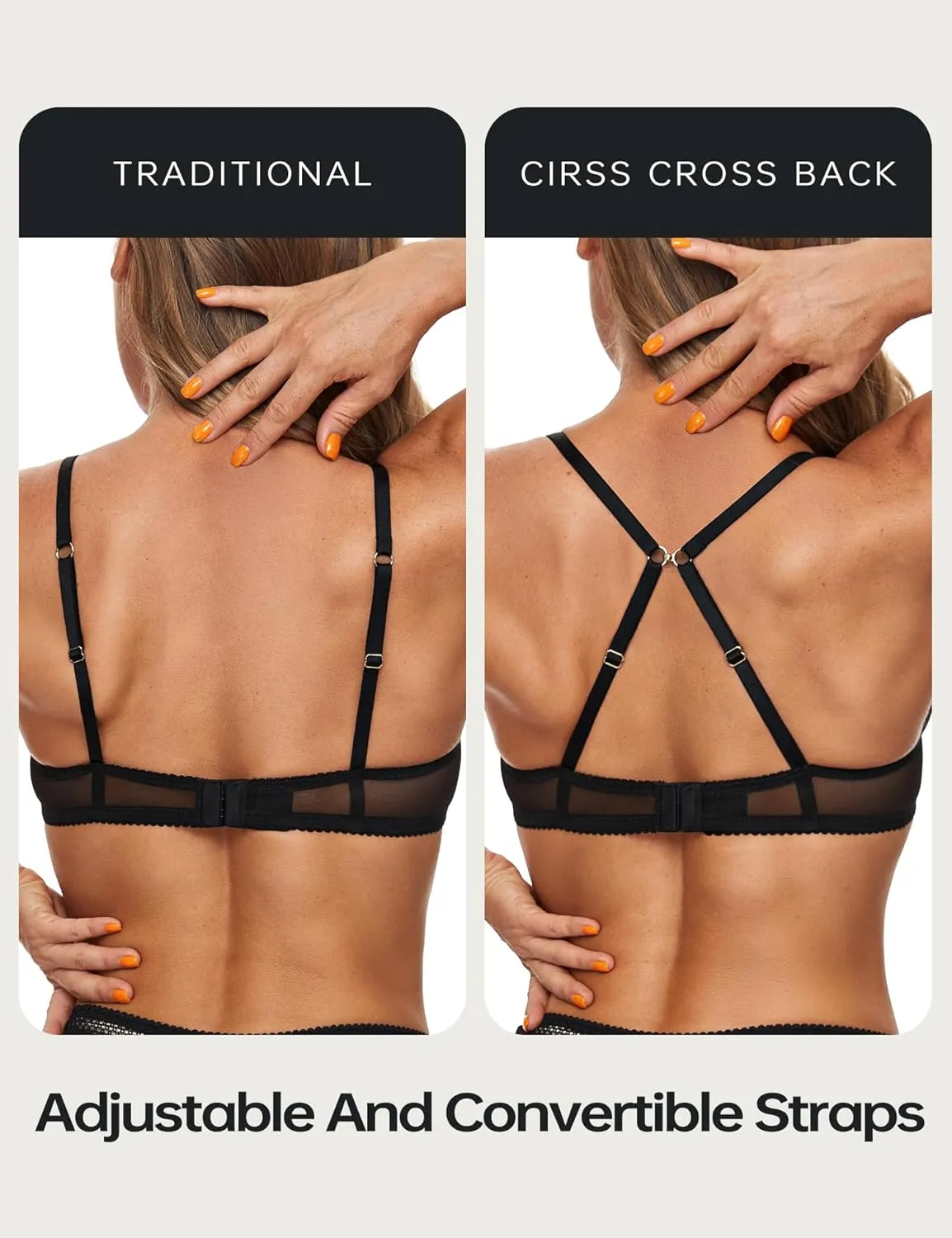 Wingslove Women's See Through Sexy Sheer Bra Unlined Underwire Support Everyday Bra with Silicone Nipple