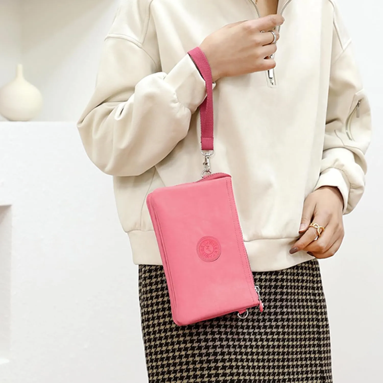 WITERY Wristlet Purse for Women - Waterproof Nylon Multi Pocket Small Clutch Purse with Shoulder and Wrist Straps