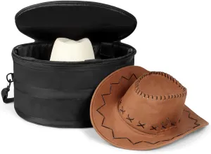 WOMACO Hat Box for Travel, Hard Shell Hat Storage Case for Cowboy Hat, Collapsible Hat Organizer Bag with Handle and Shoulder Strap (Black, Large)