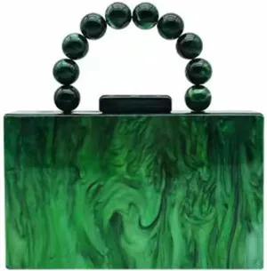 Women Acrylic Clutch Purse Formal Wedding Evening Marble Handbag Shoulder Crossbody Bag with Detachable Chain Cocktail
