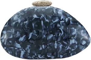 Women Acrylic Evening Clutch Chic Shell Purse Egg Handbag Marble Shoulder Crossbody Bag for Prom Cocktail Party
