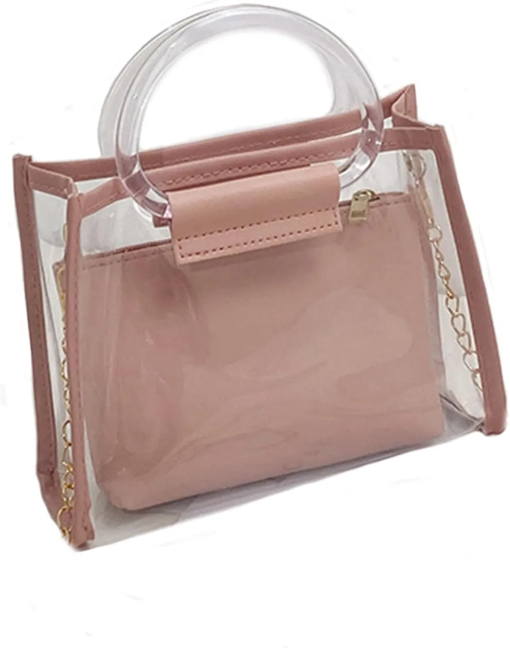 Women Clear Crossbody Bag, 2 in 1 Fashion Handbag and Purse, Top Handle & Shoulder Bags,Women's Beach Tote for Casual,Travel